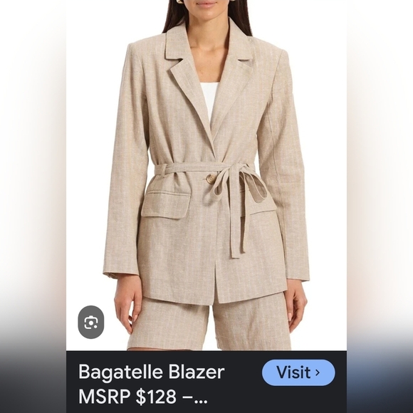 bagatelle Jackets & Blazers - Bagatelle Beige Blazer with Belted Waist